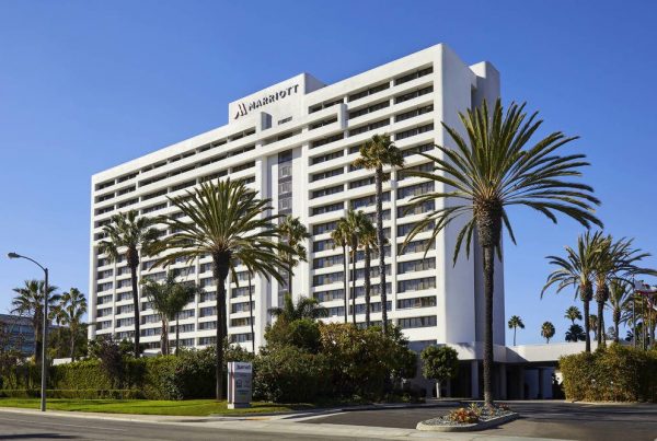 White Building with Palm Trees