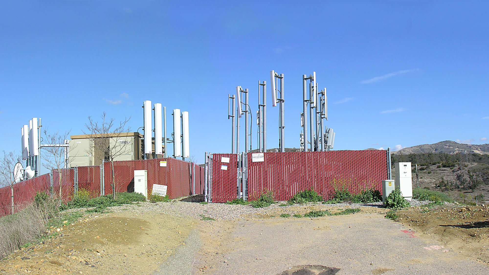 Cell Towers Behind Fence